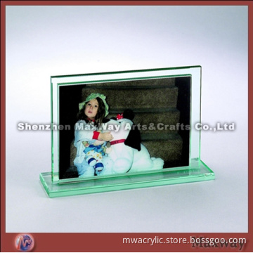 Green Square Desk Top High Grade Acrylic Glass Photo Frame Stand